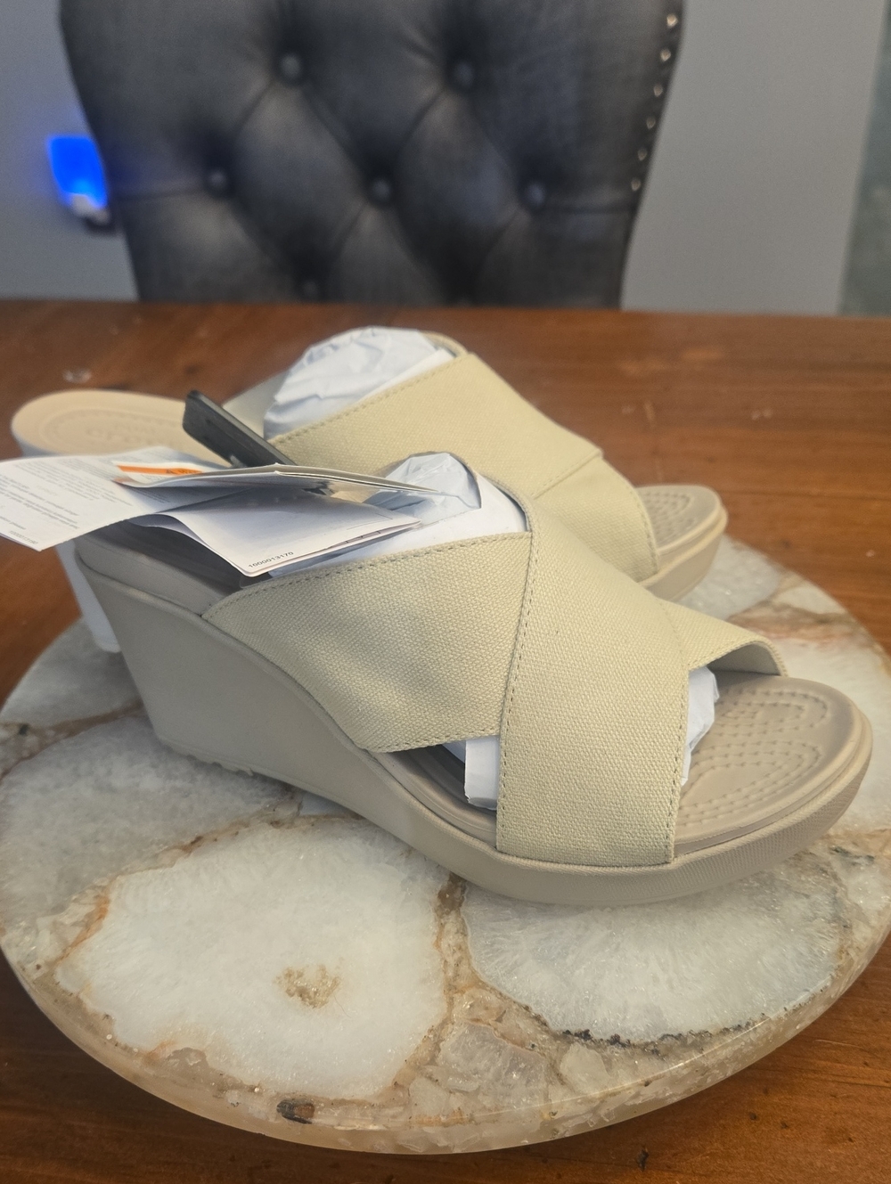 Nwt Crocs Leigh 2 Wedge Slide Sandals - Women's Comfortable Slip-On Size 7